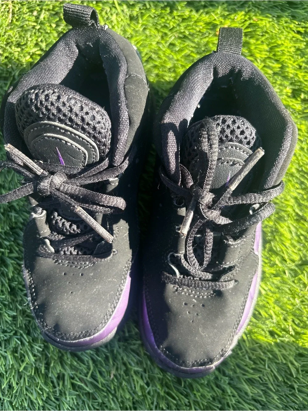 Nike Black and Purple Youth Athletic Shoes